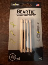 Nite Ize GearTie 3  Reusable Rubber Twist Ties White 4-Pack Cable Organizer NEW