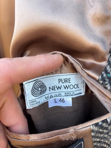 Vintage 80s Crombie Tweed Herringbone Pure New Wool Long Coat Men’s Size L46 - Picture 9 of 10