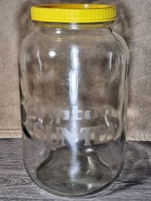Vtg Lipton Sun Tea Glass Jar w/ Yellow Lid & Acid-Etched Logo 1 GAL. Pitcher Jug
