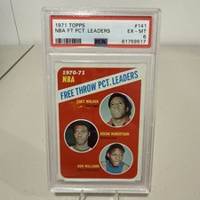 1971 Topps NBA FT Pct. Leaders Oscar Robertson #141 PSA 6 EX-MT HOF Bucks Legend