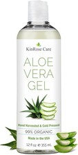 , 12oz Aloe Vera Gel for Face, Skin, Hair  Sunburn Relief From Pure Organic...
