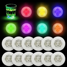 LOGUIDE LED Coaster Discs,12 Pack Light Up Coasters,7Colors RGB LED Bottle Li...