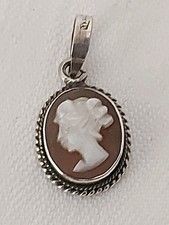 Antike Gemme Jugendstil Anhänger Mini 800 Silber Camee Signiert