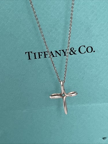 Tiffany & Co. Elsa Peretti Silber Infinity Kreuz Anhänger Kette Halskette  - Bild 1 von 8