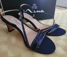 Nina New York Gerri Sandals 6M Navy Strappy Slingback Evening Sandals