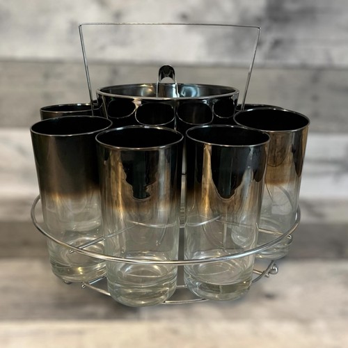 VTG Dorothy Thorpe MCM Mercury Fade Highball Glassware & Ice Bucket Set 1003 - Picture 2 of 7