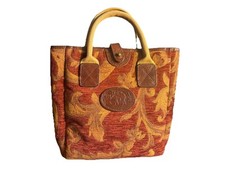 Liz Cox Carpet Tapestry Leather Handbag Tote Bag BAROQUE Designer Vintage VGC