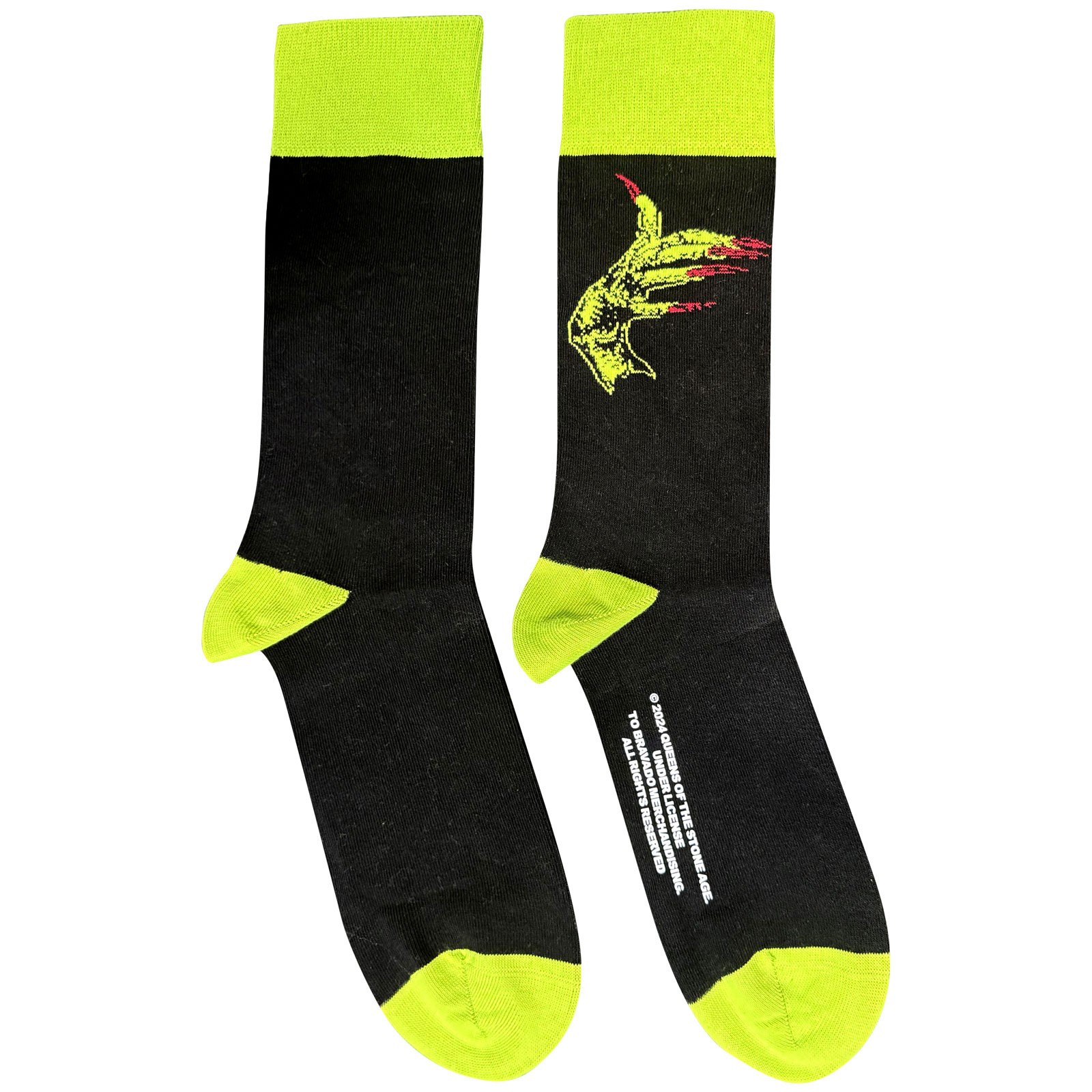 Queens Of The Stone Age Unisex Socks Green Hands (Black) (UK Size 7-11) Official