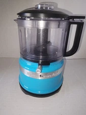 KitchenAid 3.5 Cup Mini Food Processor Aqua Blue EUC Space Saving Tested Works