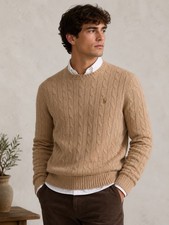 Polo Ralph Lauren Sweater Mens XL 100 Cotton Cable Knit Crewneck Pullover KL6-3