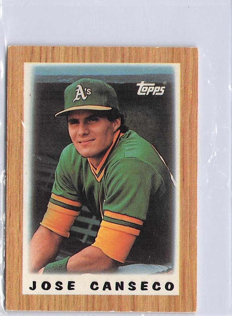 Jose Canseco #68 Baseball Cards 1987 Topps Mini League Leaders trading card — raw and PSA graded price guide