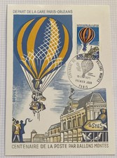 Carte Postale premier jour 1971 CENTENAIRE DE LA POSTE PAR BALLON MONTÉS