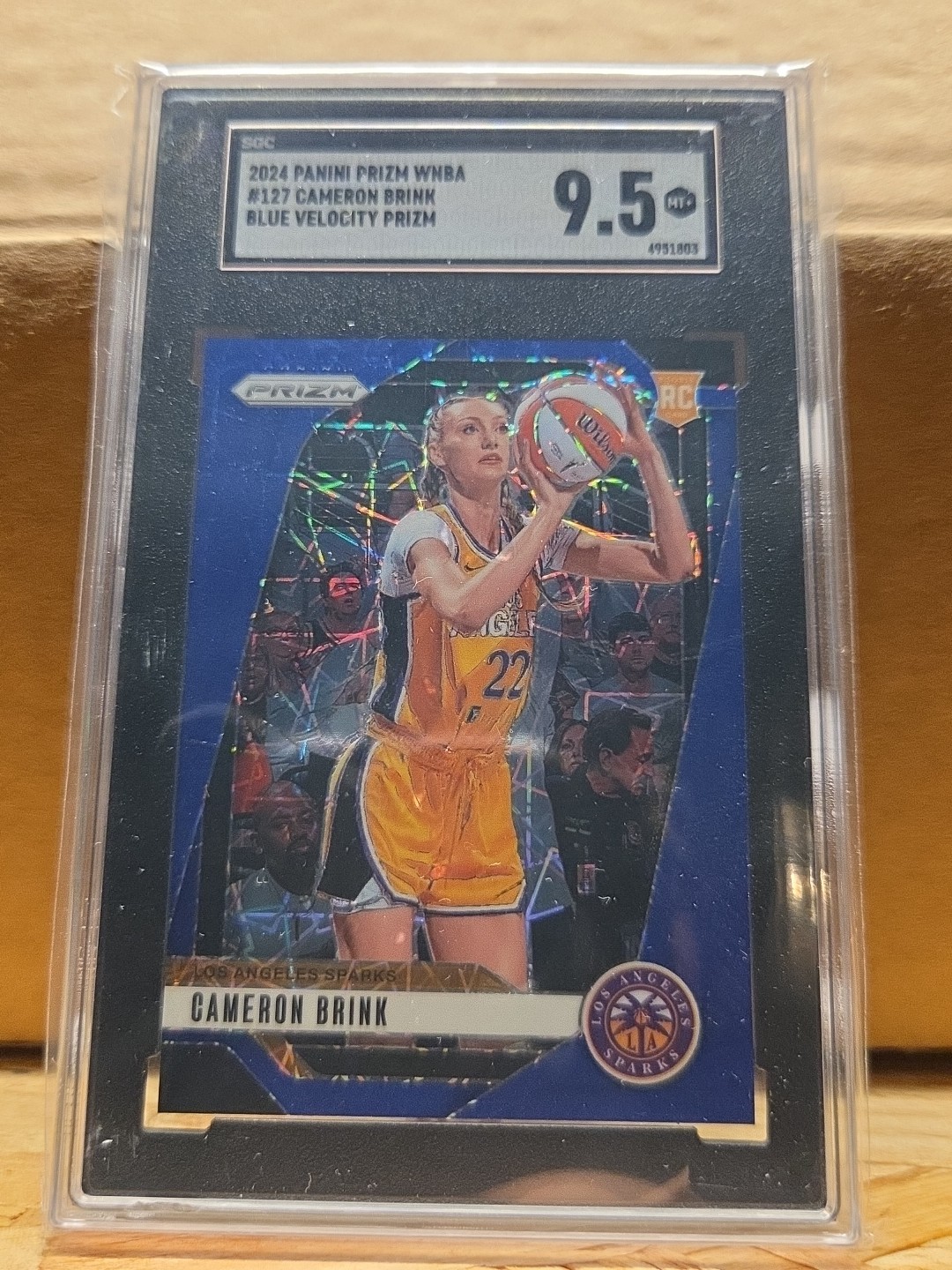 2024 Panini Prizm WNBA - Cameron Brink #127 (RC) Blue Velocity Prizm SGC 9.5 MT