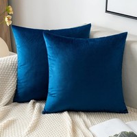 Kissenbezug Samt Dunkelblau 40X40 Dekokissen 2Er Set FüR Sofa Wohnzimmer 2 StüCk