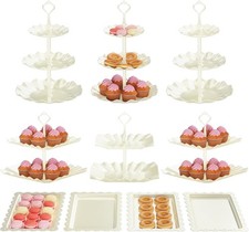 10 Pack Cake Stand Set W/ 3 x Two-Tier  3 x Three-Tier Cupcake Stands Plastic