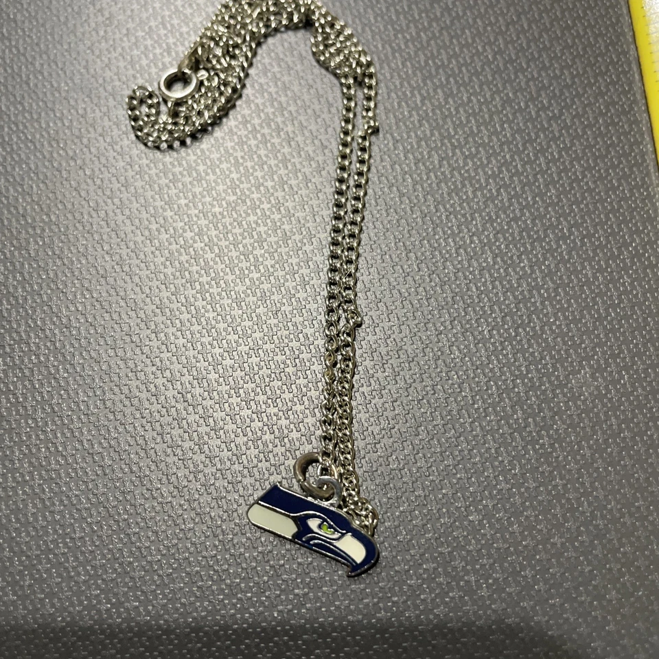 Officially NFL Licensed Seattle Seahawks Silver Tone 18 Necklace with Pendant - Image 4 of 4