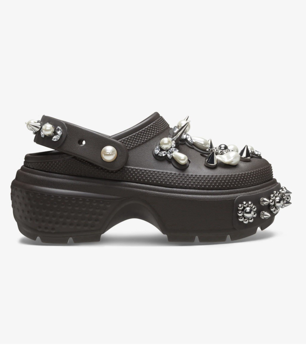 SIMONE ROCHA X CROCS Embellished Stomp Clogs Espresso Women size 8