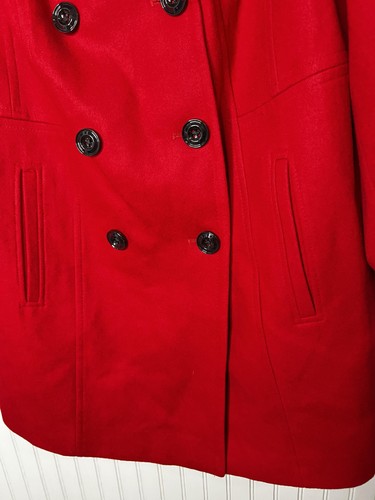 Anne Klein Coat Womens 1X Red Double Breasted Wool Blend Peacoat Jacket New $259 - Picture 6 of 17