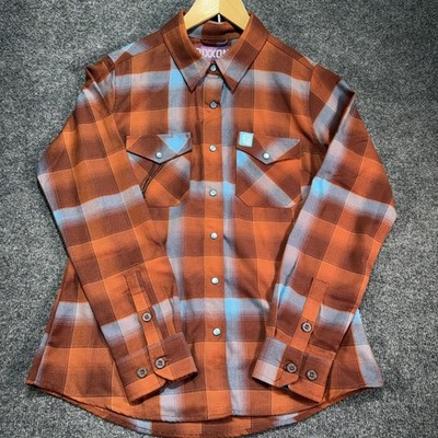 DIXXON FLANNEL STATE FORTY EIGHT Flannel Shirt Women's Medium Orange Pearl Snap