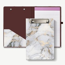 Mini Clipboard Folio with Refillable Lined Notepad and Interior Storage Pocke...