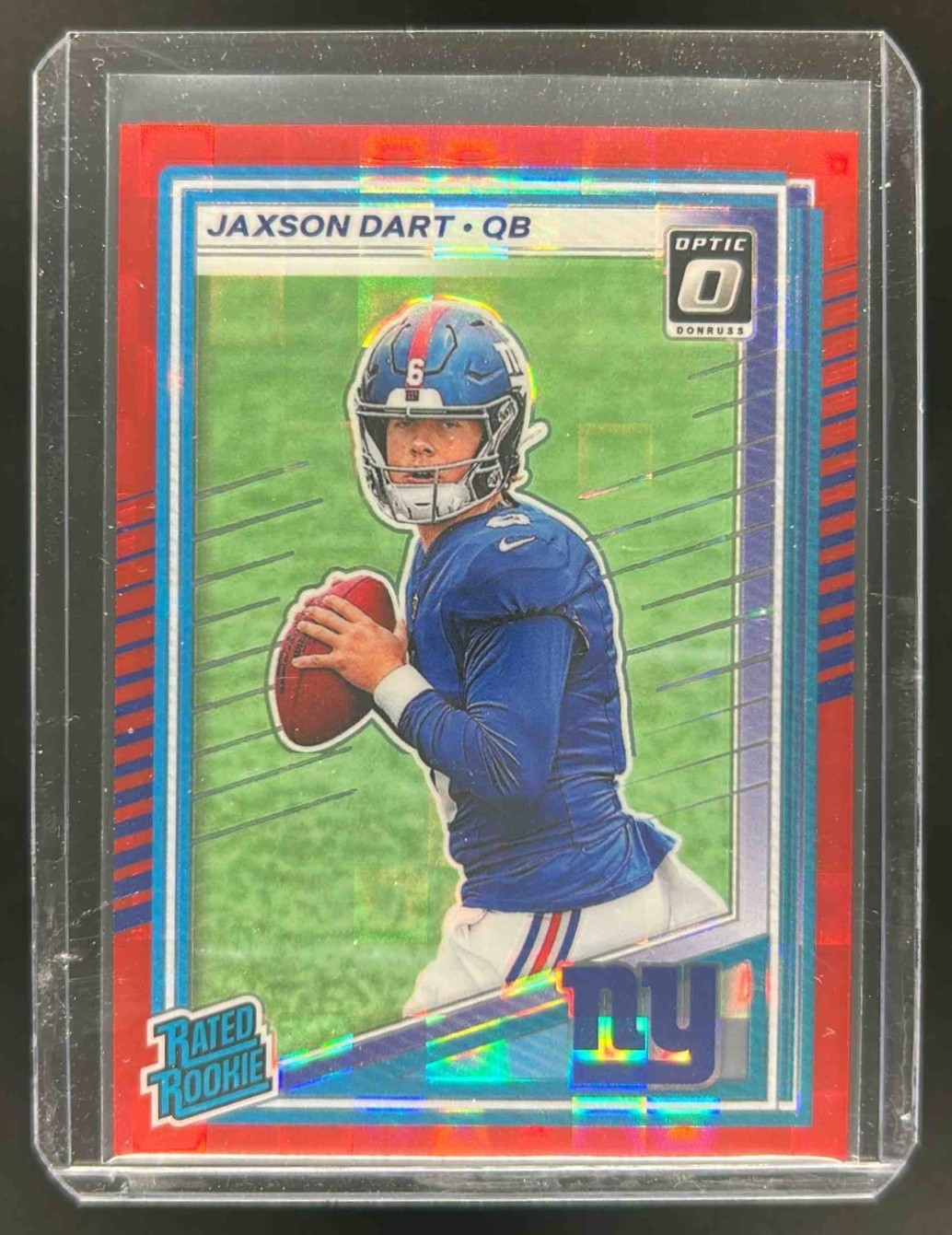 2025 Donruss Jaxson Dart Optic Rated Rookie Preview Red Pandora RC #400 Giants