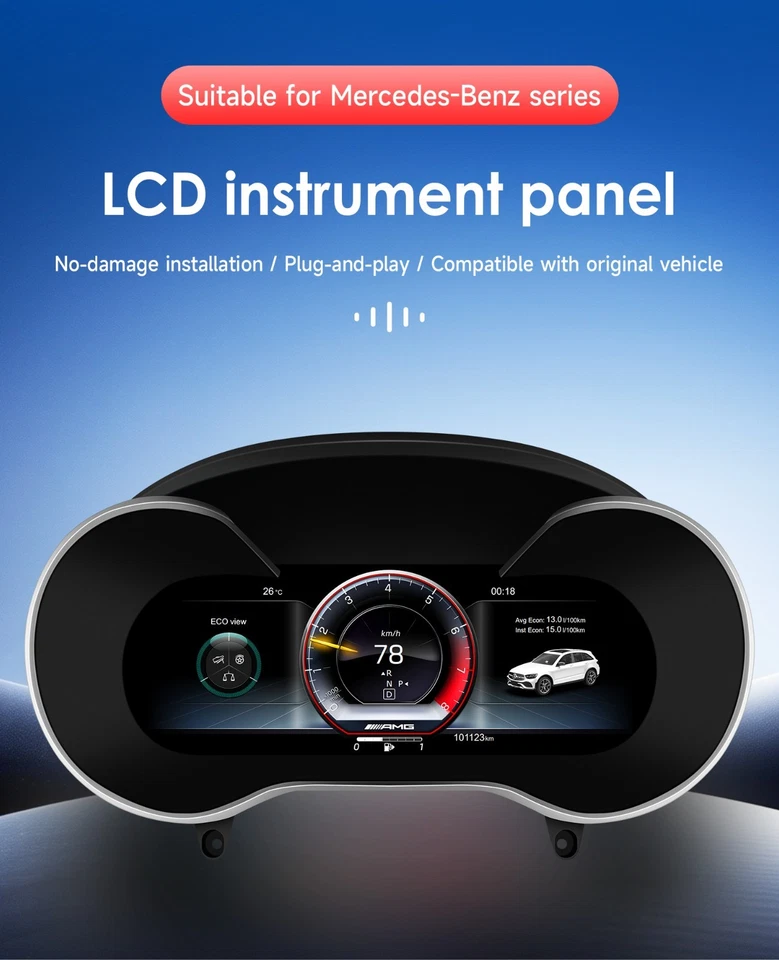 Cuadro de instrumentos digital LCD de 12,3" para Mercedes Benz C/GLC W205 W253 Foto 3 de 4