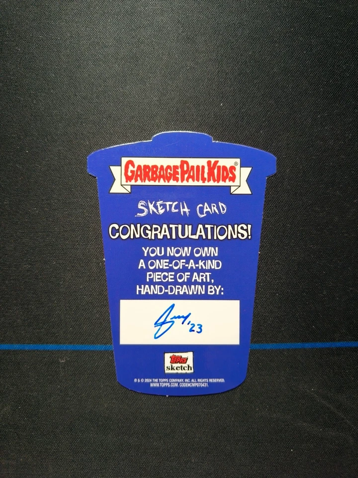 2024 Topps Garbage Pail Kids kids At Play Shaped Sketch Card 1/1 A6 - Image 2 of 2