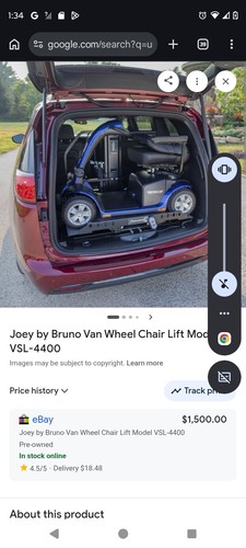 Bruno Joey VSL-4400 Wheelchair Lift Model VSL-4400 Blue Black Mobility Access
