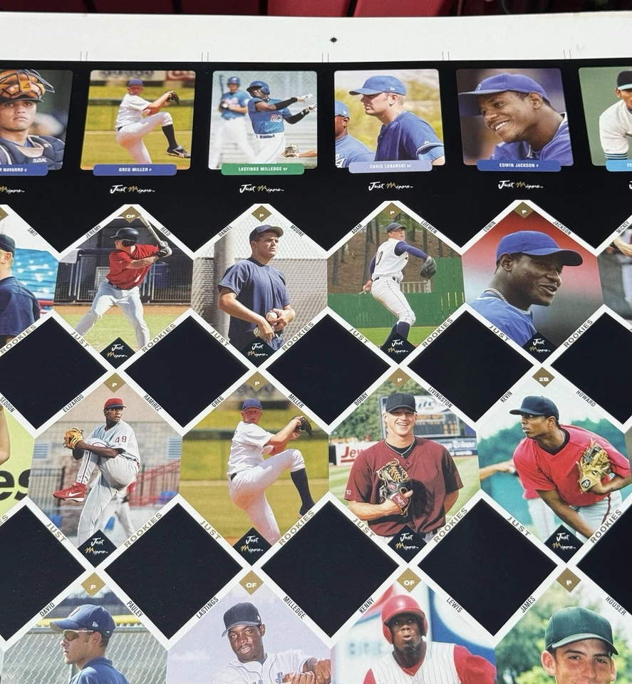 RARO! Hoja Just Memorabilia 2003 negra sin cortar 28x40 Hamels Felix Hernández Cano Foto 3 de 4