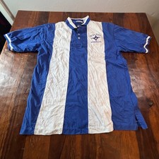 No Logo by Tonix Mens Walton Wrestling Stripe Polo Shirt Blue White Large
