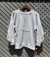 Hanes 1950s Vintage Distressed Breeze Shield Gray Crewneck Sweatshirt Size Large