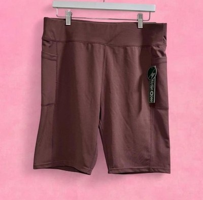 RAG Plus Women's Athletic 9'' Shorts Peppercorn Stretch Quick Dry Pockets Plus