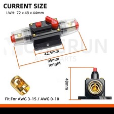 20A-150AMP Trip DC Car Audio Solar Energy Inline Circuit Breaker 12V Fuse Holder
