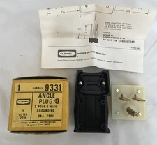 NEW OLD STOCK HUBBELL 9331 ANGLE PLUG 30A 250V STRAIGHT BLADE 2 POLE 3 WIRE