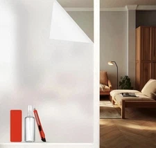 NEW! White Frosted Privacy Window Film, Non-Adhesive Reusable 78.7"L x 17.5"W