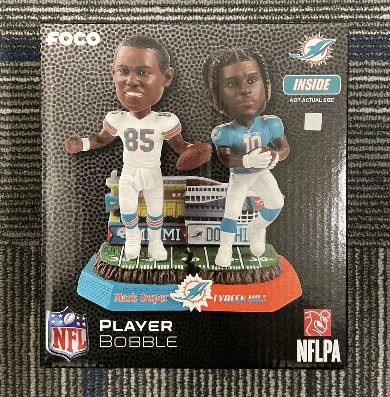 Mark Duper & Tyreek Hill Miami Dolphins Bobblehead  "Then And Now"