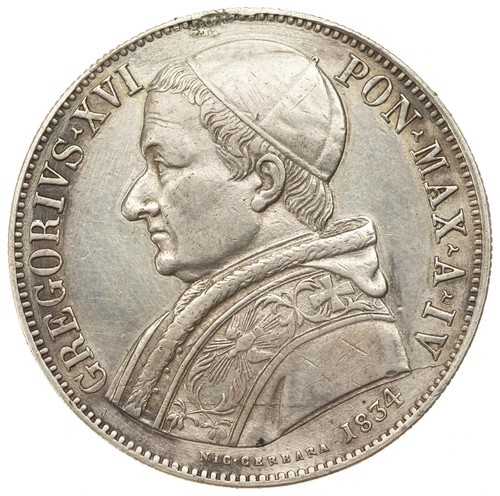 Estados Pontificios - 1 Escudo 1834 - LVMEN AD REVELATIONEM GENTIVM - ROMA, Gregorio XVI - Imagen 2 de 3