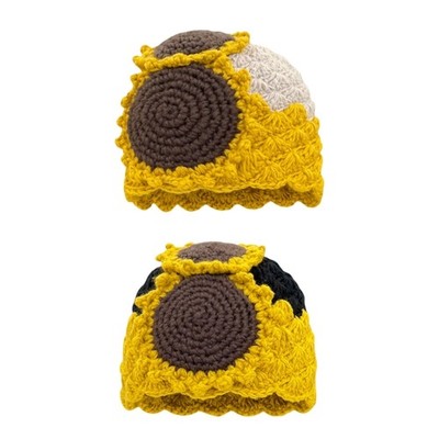 Elegant Sunflower Bucket Hat Windproof Soft Beanies Hat for Girl Walking