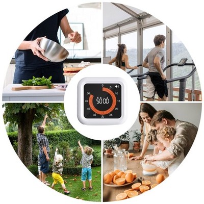 Rechargeable Visual Timer Adjustable Brightness for Cooking Studying Kitchen Use