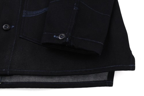 NUDIE JEANS Tryggve Men Jacket XL Organic Heavy Coated Buttoned Spread Dark Blue - Picture 5 of 9