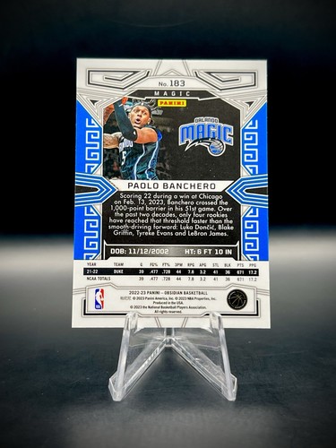 💙2022-23 Panini Obsidian #183 Paolo Banchero Silver Holo Prizm Rookie RC - Imagen 2 de 3
