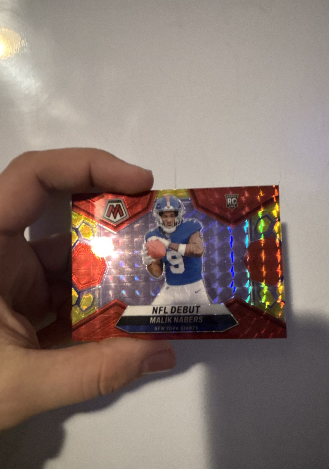 2024 Panini -Malik Nabers #284 Choice Fusion Red & Yellow Mosaic Prizm /80 (RC)