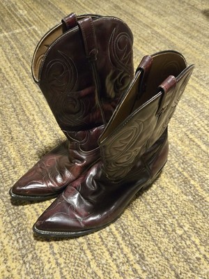 Acme Cowboy Boots Men s Size 13 D Burgundy Dark Brown Leather Western