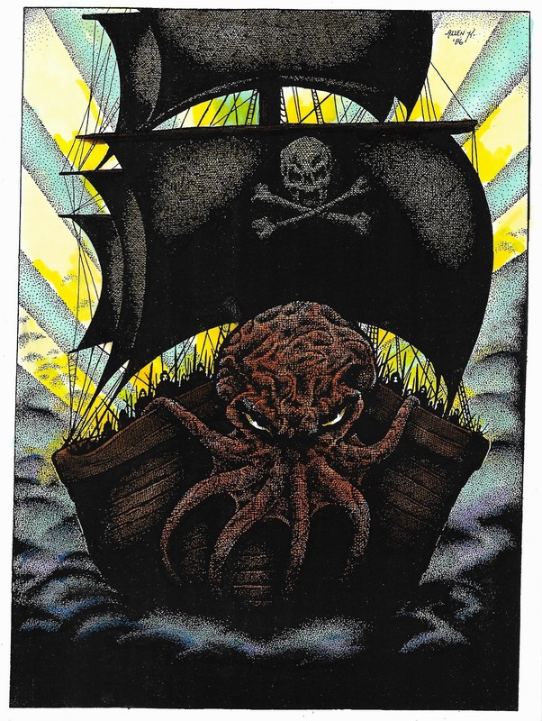 Ship Of Dreams, a full page hand colored Allen K art print SIGNED