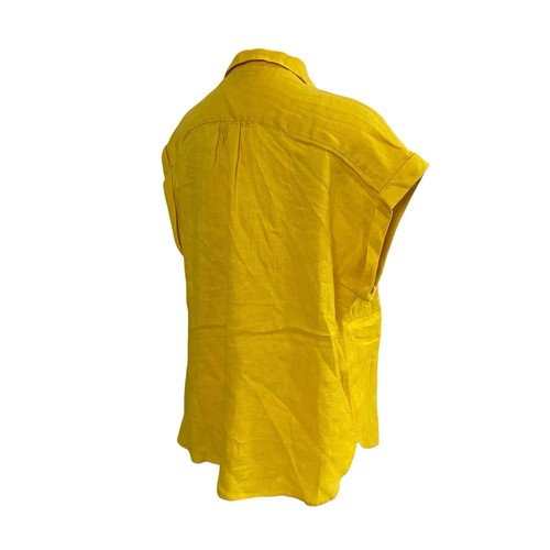 Marc New York Shirt Womens Sz Large Linen Yellow Top Work Office Casual Coastal - Picture 7 of 11