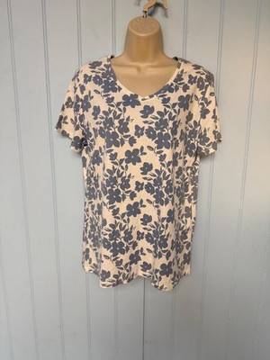 Croft & Barrow Short Sleeve Blue Cotton Pullover Classic Tee Top Size L