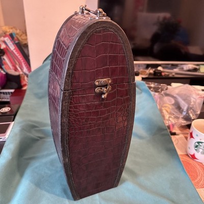 Holz Krokodilleder Muster Weinflaschenhalter Geschenkbox mit Griff