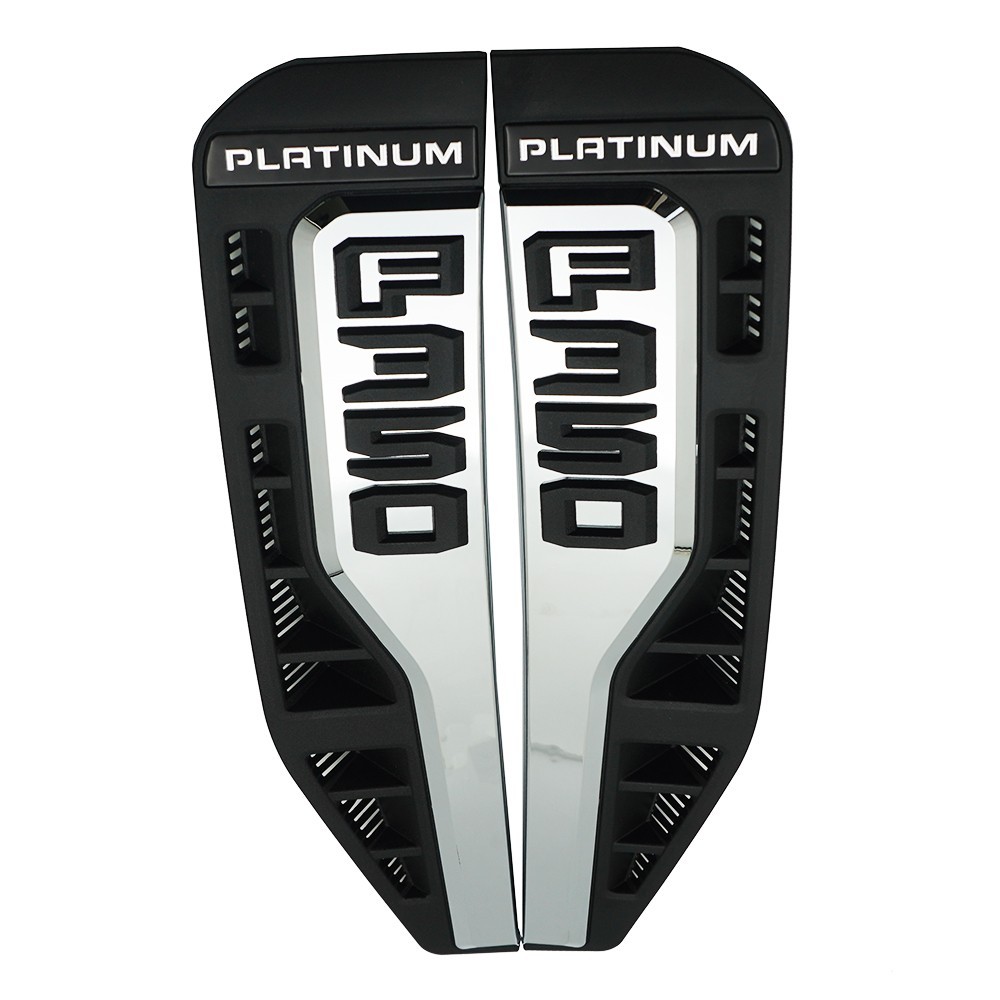 New Fits 2023-2025 F350 Platinum Fender LH + RH Nameplate Emblem Black Silver
