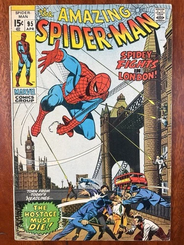 AMAZING SPIDER-MAN #95 APR 1971 - SPIDEY FIGHTS IN LONDON ENGLAND! VG / VG+