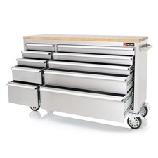 VELUNT 55" Brushed Stainless Steel 10 Drawer Work Bench Tool Box Chest Cabinet